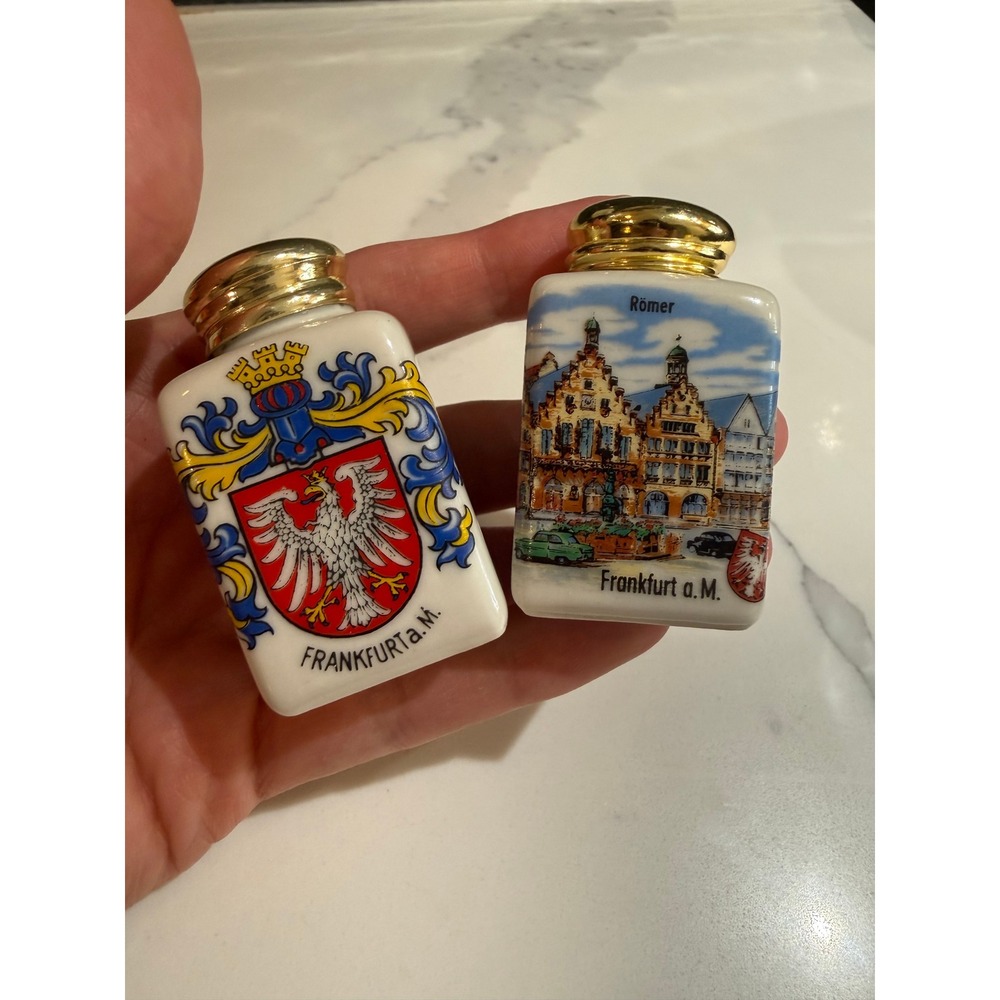 Vintage Brach Bavaria Frankfurt Germany Miniature Salt Pepper Shakers Porcelain